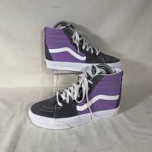 Vans Sk8-Hi Gray/Lavender Canvas/Suede High Top Sneakers Unisex M's 6.5/W's 8